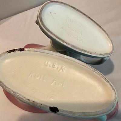 L822 Antique Hull Pottery Cornucopia Vases