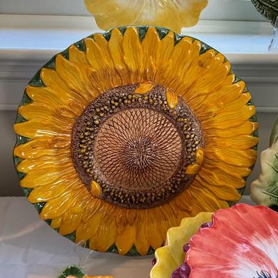 L829 Large Floral Pansy Fitz and Floyd & Metlox Dish Lot