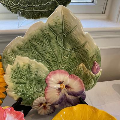 L829 Large Floral Pansy Fitz and Floyd & Metlox Dish Lot
