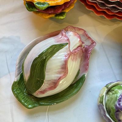 L829 Large Floral Pansy Fitz and Floyd & Metlox Dish Lot