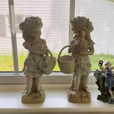 L836 Lot of Antique Chalkware and Porcelain Figurines