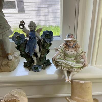 L836 Lot of Antique Chalkware and Porcelain Figurines