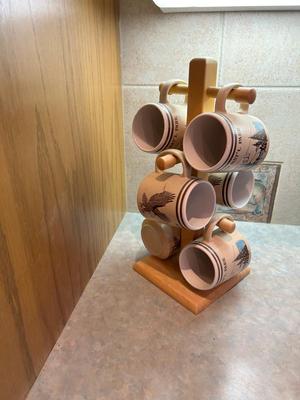 BUNN COFFEE MAKER WITH EXTRA POT AND BASKET, ROCKY MTN NAT’L PARK MUGS ON STAND AND MORE