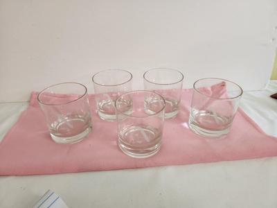 Lot #141 Lot of 5 Vintage bar "rocks" glasses - initial "N"