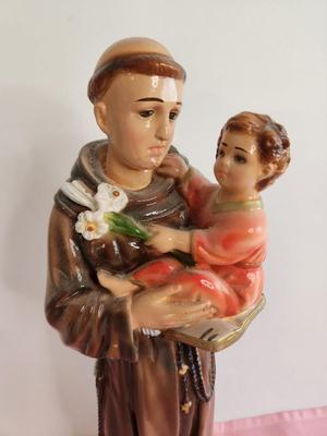 Lot #144 Sweet Vintage Chalkware Statue of St. Anthony of Padua