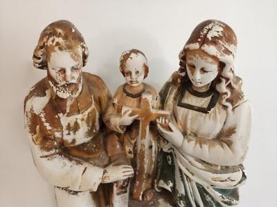 Lot #151 Vintage Chalkware Holy Family Shrine with spot for votive candle