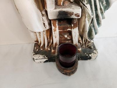 Lot #151 Vintage Chalkware Holy Family Shrine with spot for votive candle