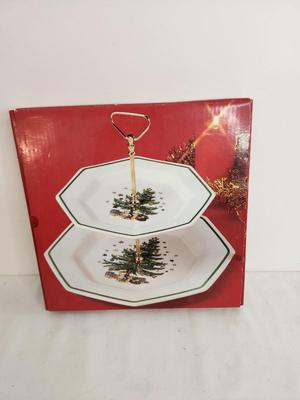 Lot #153 NIKKO Christmas Time - 2 tier tray - new in box
