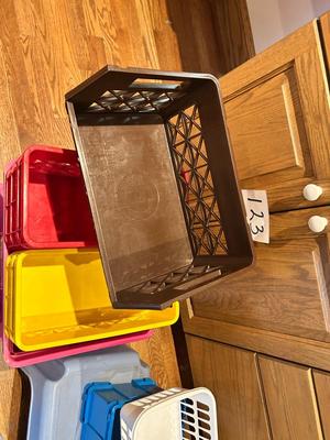 ORGANIZING STORAGE SOLUTIONS. A WASTE CAN AND STEP STOOL
