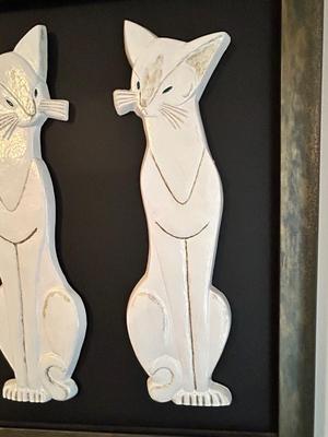 TWO MID-CENTURY FRAMED CATS
