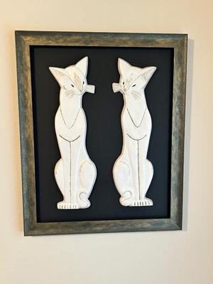 TWO MID-CENTURY FRAMED CATS