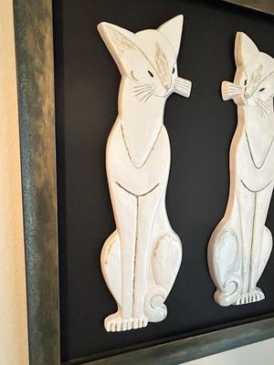 TWO MID-CENTURY FRAMED CATS