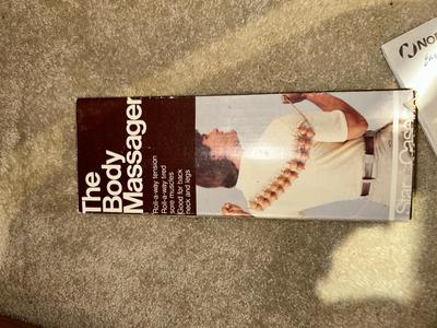 NORELCO IRON, CONTOURED LEG PILLOW, MASSAGERS, NEW LOOFAH’S, & AN IRONING BOARD