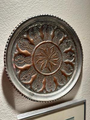 ARTIST FRANK VIGIL FRAMED ART AND RUSTIC COPPER PLATE