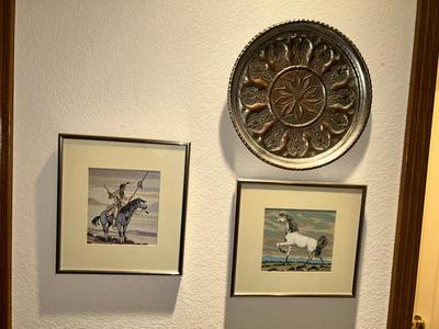ARTIST FRANK VIGIL FRAMED ART AND RUSTIC COPPER PLATE
