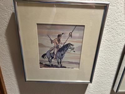 ARTIST FRANK VIGIL FRAMED ART AND RUSTIC COPPER PLATE
