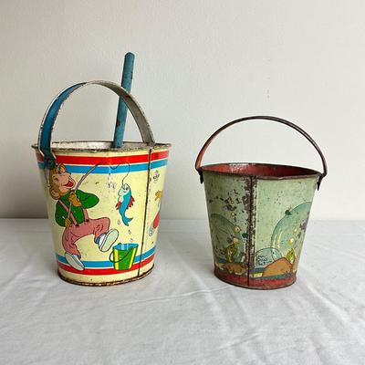 D904 Two Ohio Art Sand Pails with Shovel