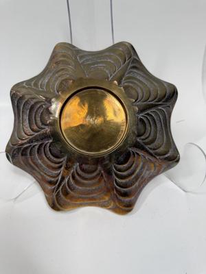 Vintage Solid Brass 8" Scalloped Edge Candy / Nut Dish Embossed Floral Design