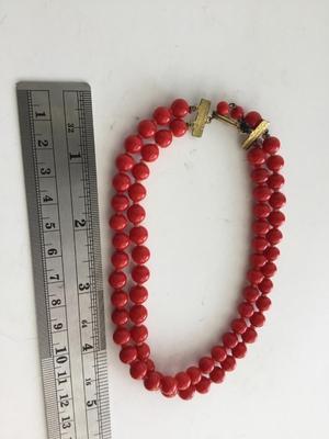 Vintage red beaded 2 layer fashion necklace