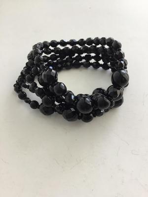 Multilayer black fashion stretchy bracelet