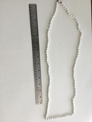 Vintage clasp white beaded long necklace
