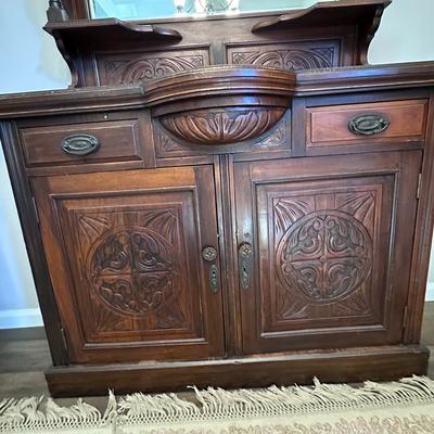 Antique Ornate Sideboard Buffet
