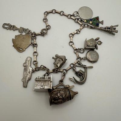 Vintage Sterling Charm Bracelet with Bulova & Gramercy Watches (ST-HS)