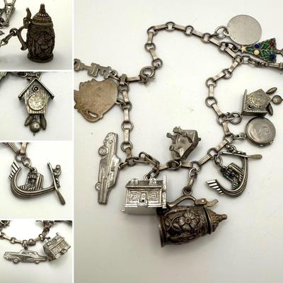 Vintage Sterling Charm Bracelet with Bulova & Gramercy Watches (ST-HS)