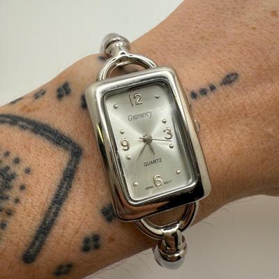 Vintage Sterling Charm Bracelet with Bulova & Gramercy Watches (ST-HS)