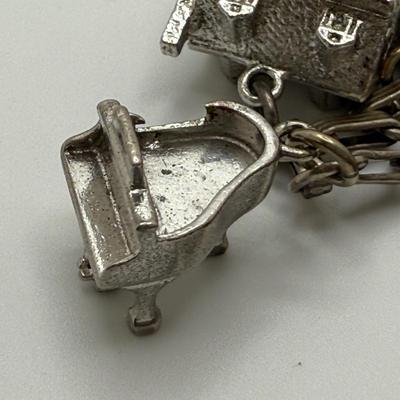 Vintage Sterling Charm Bracelet with Bulova & Gramercy Watches (ST-HS)