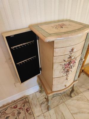 Lot #156 Contemporary Jewelry Armoire - lovely French Country motif - 6 drawers