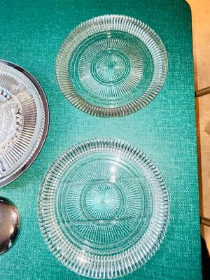 LAZY SUSAN HORS D’OEUVRES DISH AND TWO PLATTERS ONE IS SECTIONED