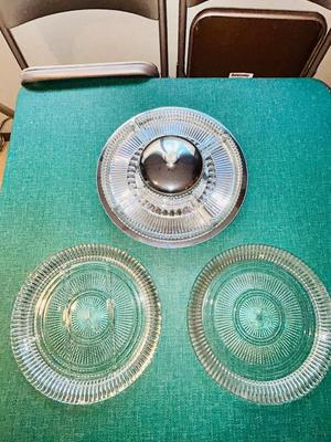 LAZY SUSAN HORS D’OEUVRES DISH AND TWO PLATTERS ONE IS SECTIONED