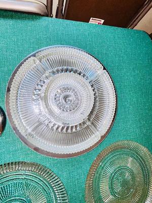 LAZY SUSAN HORS D’OEUVRES DISH AND TWO PLATTERS ONE IS SECTIONED
