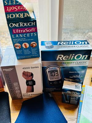 HEALTH ITEMS, BLOOD PRESSURE, MONITOR, GLUCOSE, MONITOR, DIFFERENT BODY WRAPS AND MORE!