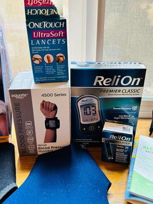HEALTH ITEMS, BLOOD PRESSURE, MONITOR, GLUCOSE, MONITOR, DIFFERENT BODY WRAPS AND MORE!