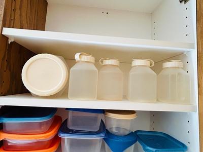 AN ARRAY OF POLY STORAGE CONTAINERS