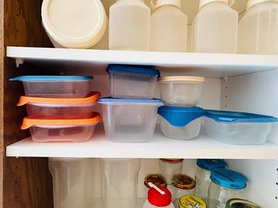 AN ARRAY OF POLY STORAGE CONTAINERS