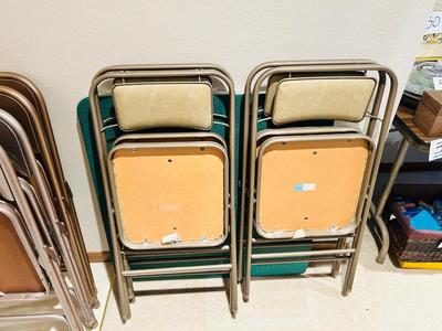 2 FOLDING SAMSONITE CARD TABLES AND 8 CHAIRS