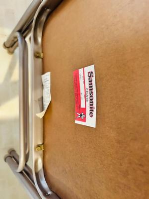 2 FOLDING SAMSONITE CARD TABLES AND 8 CHAIRS