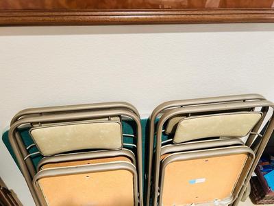 2 FOLDING SAMSONITE CARD TABLES AND 8 CHAIRS