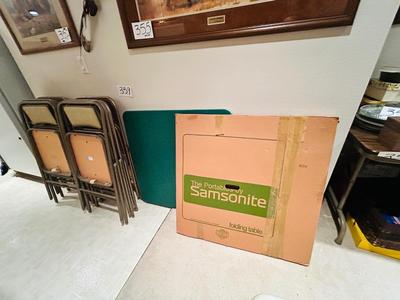 2 FOLDING SAMSONITE CARD TABLES AND 8 CHAIRS