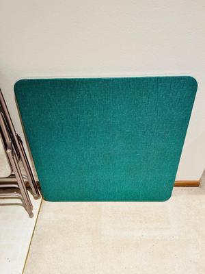 2 FOLDING SAMSONITE CARD TABLES AND 8 CHAIRS