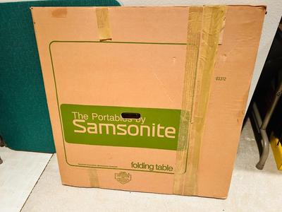 2 FOLDING SAMSONITE CARD TABLES AND 8 CHAIRS