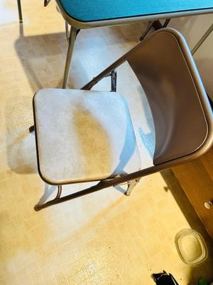 2 FOLDING SAMSONITE CARD TABLES AND 8 CHAIRS