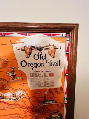 NARROW KNOTTY PINE SHELF, AND OREGAN TRAIL MAP