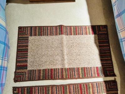 THROW RUGS W/RUBBER BACKING, TABLE RUNNER AND DOOR MAT