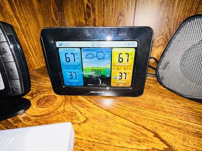 SONY AM/FM RADIO, ACCURITE INDOOR OUTDOOR WEATHER STATION, & SHARP BATTERY OPERATED CLOCK