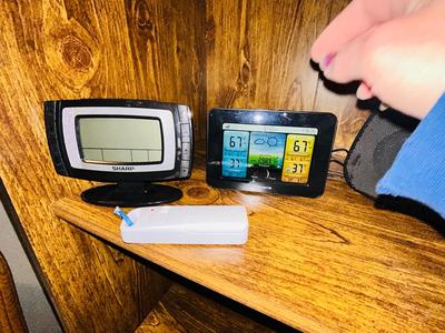 SONY AM/FM RADIO, ACCURITE INDOOR OUTDOOR WEATHER STATION, & SHARP BATTERY OPERATED CLOCK