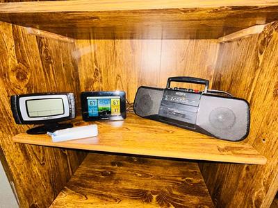 SONY AM/FM RADIO, ACCURITE INDOOR OUTDOOR WEATHER STATION, & SHARP BATTERY OPERATED CLOCK